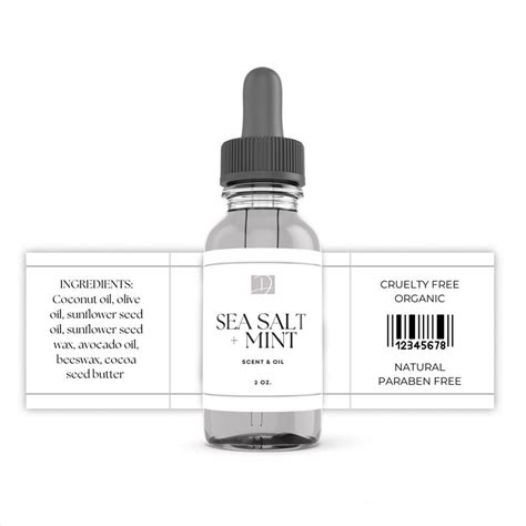 Grey and White Essential Oil Canva Label Template, 3x1 inch — Dashleigh ...