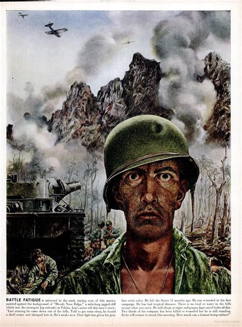 Marine suffering from battle fatigue on Peleliu - by combat artist Tom ...