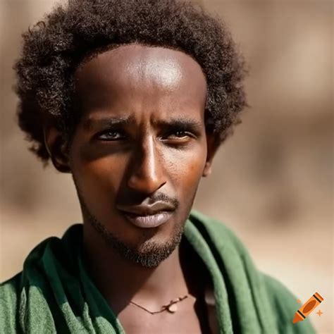 Portrait of a young handsome eritrean man with a beard