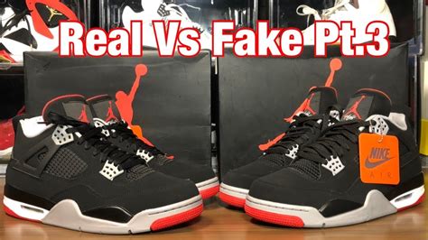 Air Jordan 4 Bred Real Vs Fake pt 3 With updated fakes. - YouTube