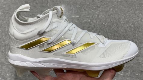 Adidas Adizero Afterburner NWV TPU White Gold Baseball Cleats - YouTube