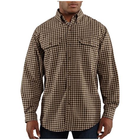 Carhartt® Lightweight Fort Plaid Long - sleeve Work Shirt - 292362 ...