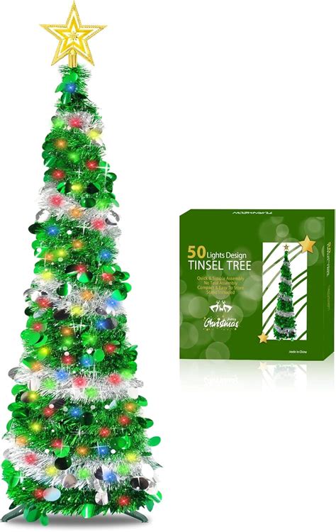 TURNMEON 5 Ft Tinsel Prelit Christmas Tree with | Ubuy Nepal