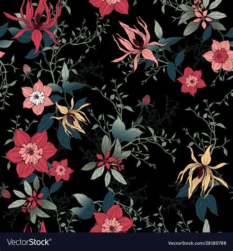 Floral pattern on a black background Royalty Free Vector