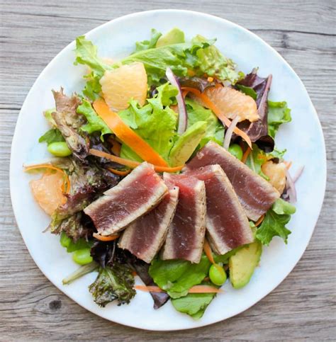 Seared Ahi Tuna Salad with Citrus Ginger Dressing - Domesticate ME