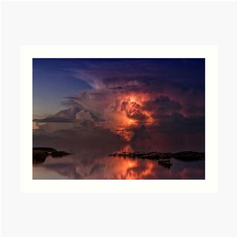 "Twilight thunderstorm through clouds across ocean" Art Print for Sale ...