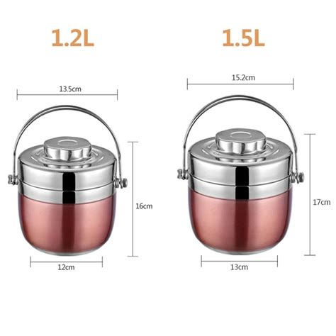 Double Layer Portable Food Thermos Heated Lunch Box Thermos 1.5 L 1.2 L ...