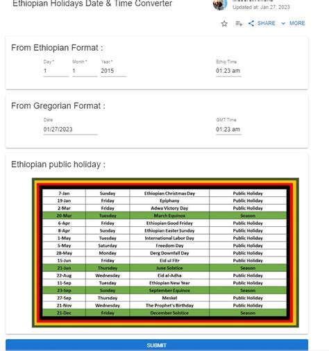 Ethiopian Holidays, Date & Time Converter | Devpost