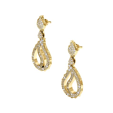 High Pave Royal Trio Drop Earrings - J-SE-120-00