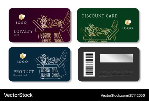 Grocery store discount cards with linear basket Vector Image