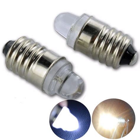 2pcs Negative Earth E10 LED Upgrade Flashlight Bulb 0.2W Light 3V 12V C ...