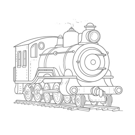 Coloring Sheet With An Outline Pattern Of A Steam Engine Sketch Drawing ...