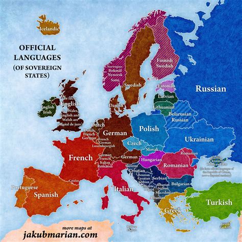 a map of europe with different languages on it