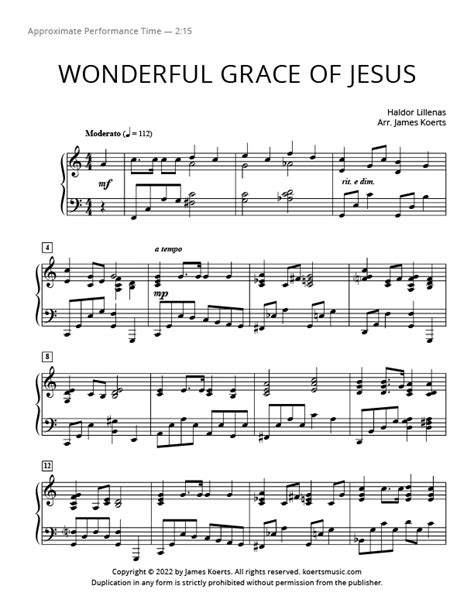 Wonderful Grace of Jesus – Koerts Music