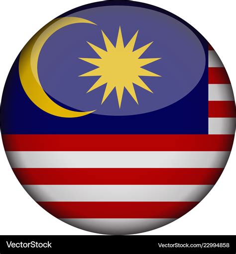 Malaysia flag in glossy round button of icon Vector Image