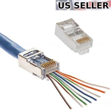 100pcs RJ-45 Connector Cat5 Cat5e 8P8C Metal Shielded Modular rj45 Plug ...