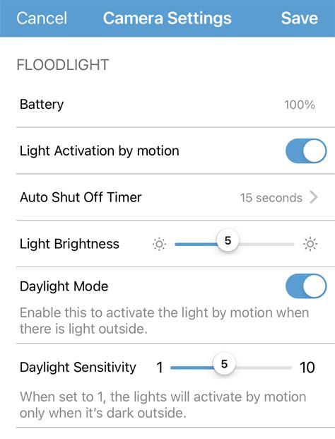 Blink — Blink Floodlight App Settings