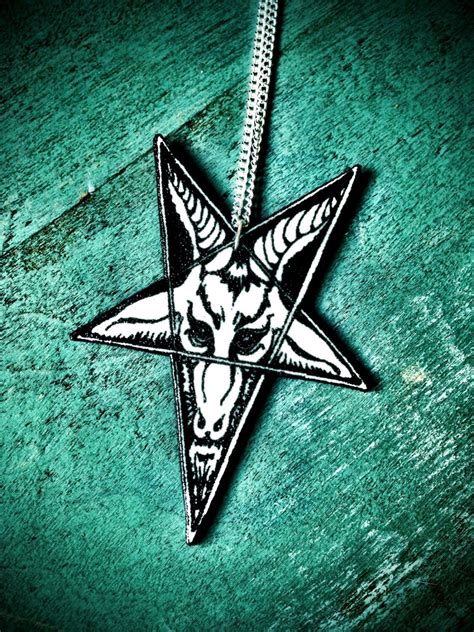 baphomet goat pentagram necklace black dark star by TheTamerlane