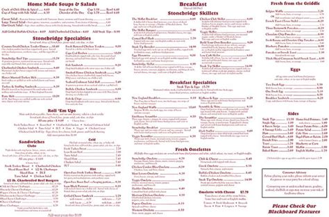 Stonebridge Cafe Breakfast & Lunch Menu | Brockton, MA