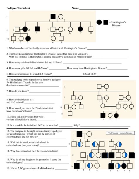 Answer Key Pedigree Worksheet - Pedigree Worksheet Answers Fill Online ...