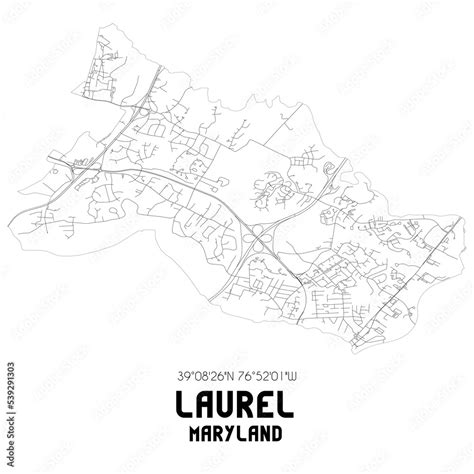 Laurel Maryland. US street map with black and white lines. Stock ...