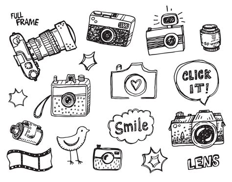 Retro photo doodles set + pattern | Doodle on photo, Camera doodle, Doodles