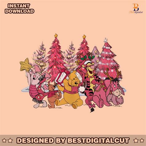 Winnie The Pooh Pink Christmas Tree PNG » Best Digital Cut