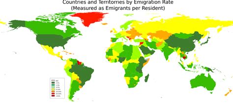 Map of Countries and Territories by Emigration Rate [10000x4440] [OC ...