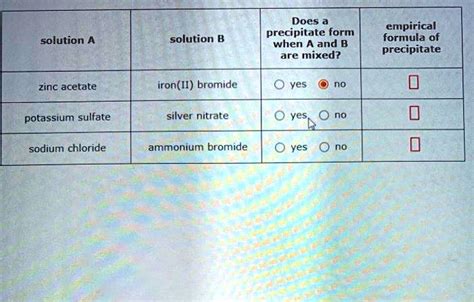 does precipitate form when a and b are mixed empirical formula of ...