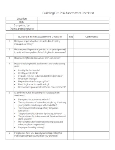 FREE 10+ Fire Risk Assessment Checklist Samples [ Safety, Audit, Review ]