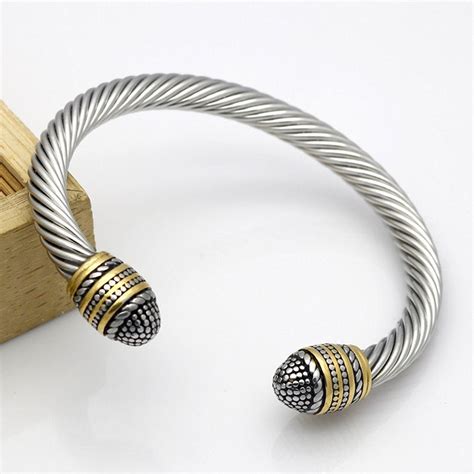 Bracelets, Cuff, Unisex Stainless Steel Twisted Cable Wire Cuff Bangle ...