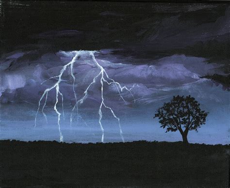 Storm - acrylic painting of lightning. | Landscape paintings acrylic ...