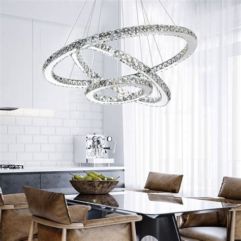 Contemporary Ring Crystal Chandelier Led Pendant Light for Dining Room ...