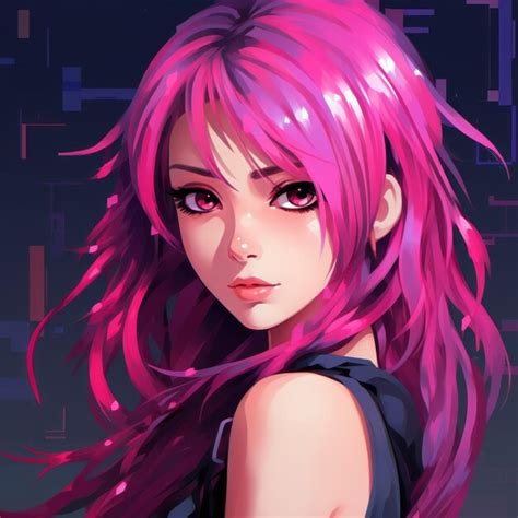 Premium AI Image | anime girl with pink hair and dark eyes