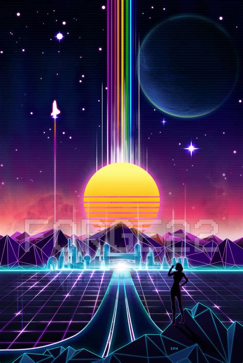 Neon Sunrise (80’s Arcade Cabinet Synthwave Art) – Forge22 Design