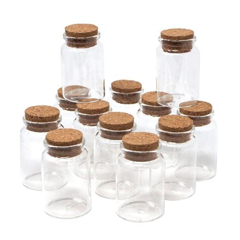 Homeford Glass Spice Jar Corked Favor Bottles, 3-Inch, 12-Count | Glass ...