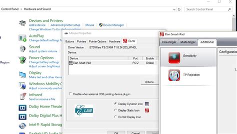 Elan Touchpad: settings program ? disable sensitive area over buttons ...