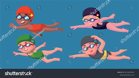 Cartoon Vector Swimmer Various Swimmer Set Stock Vector (Royalty Free ...