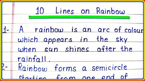 10 Lines Essay on Rainbow in English for Students | Rainbow Essay ...