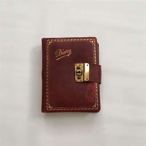 Antique Daily Diary with Gold Embossed Leather Cover from 1930 -50s ...