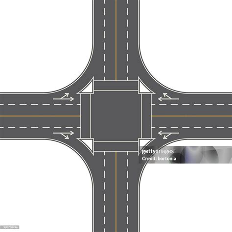 Overhead Perspective View Of A 4way Traffic Intersection High-Res ...