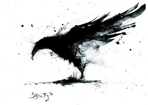 Abstract ink raven painting Painting by Silja Erg - Pixels