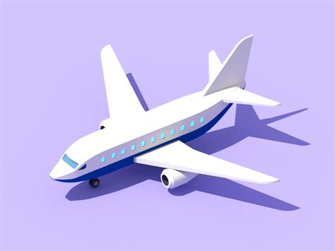 a white and blue airplane is on a purple background with shadow from ...