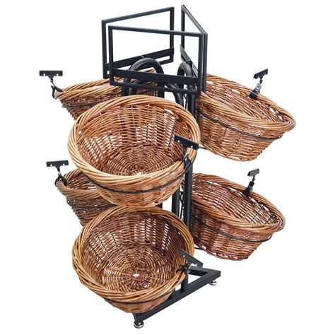 Willow Basket Display Rack, 6-Basket