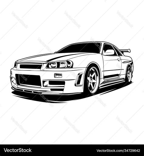 Black and white car Royalty Free Vector Image - VectorStock