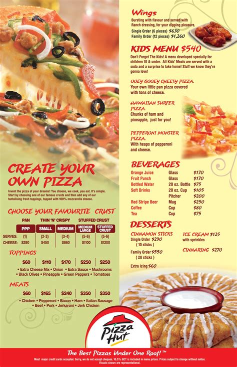 PIZZA HUT DINE-IN MENU - Create your own... - Pizza Hut Jamaica | Facebook