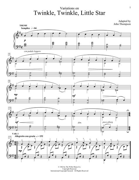 Variations On Twinkle, Twinkle, Little Star | Sheet Music Direct