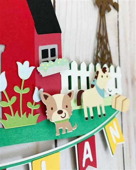 Tractor and Barn Cake Topper Barnyard Birthday Decorations - Etsy