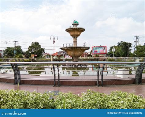 Fountain at the Roundabout in the City of Probolinggo Indonesia in the ...