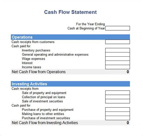 Cash Flow Statement Template Excel | Cash flow statement, Cash flow ...